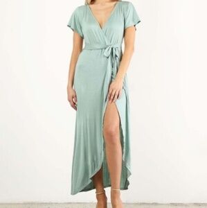 J Mode green beachy faux wrap dress size small